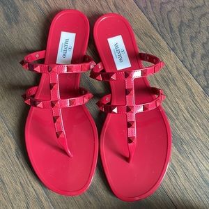 Valentino Red PVC Rockstud sandals sz. 38